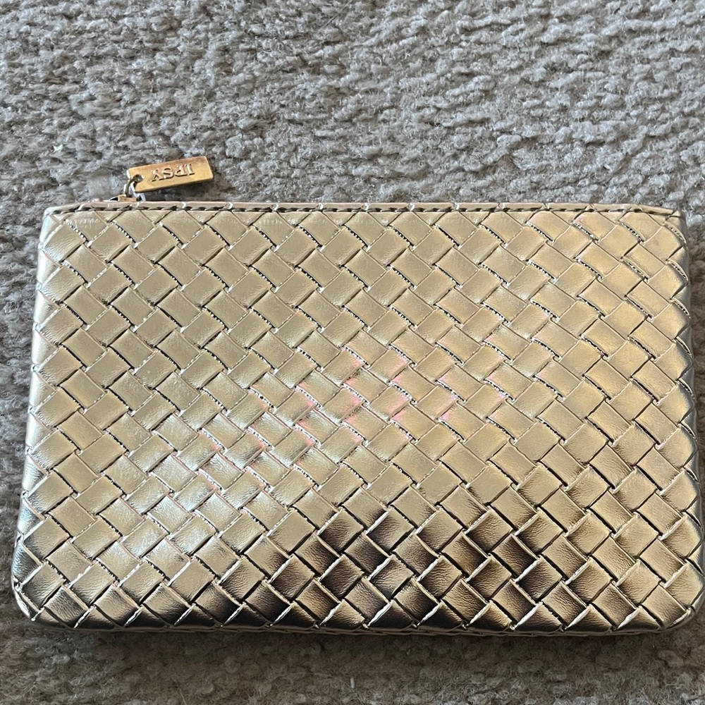 Ipsy Rose Gold Woven Cosmetic Bag